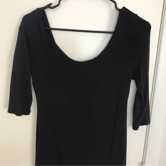 3/$15 popular basics black 3/4 sleeve midi dress - Picture 3 of 8